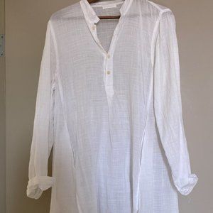 CP Shades White Linen Cotton Tunic/Shirt Dress
